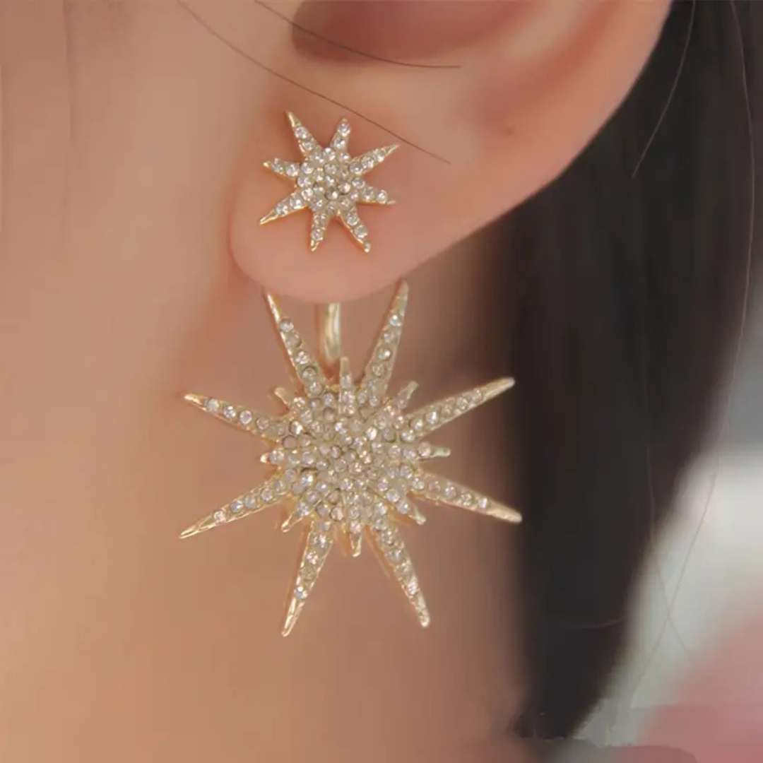 1PCS Sparkling Stud Earrings Ear Jacket Zinc